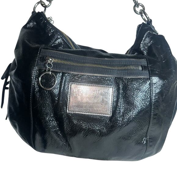 Coach C1089-15790 Black Patent Leather Hobo Shoulder Bag Zip Pocket - Picture 2 of 13